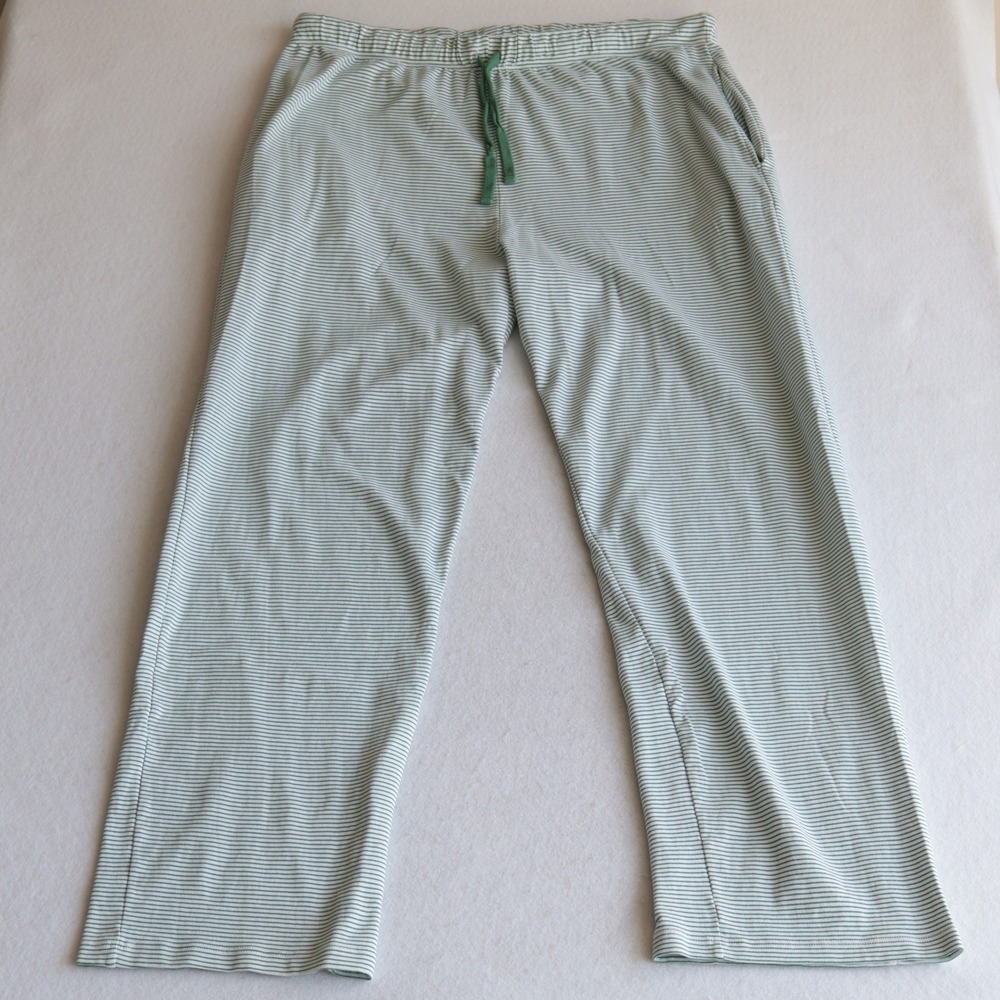 LAKE Pajamas Womens Green White Striped Pima Cotton Lounge Pants Size XXL